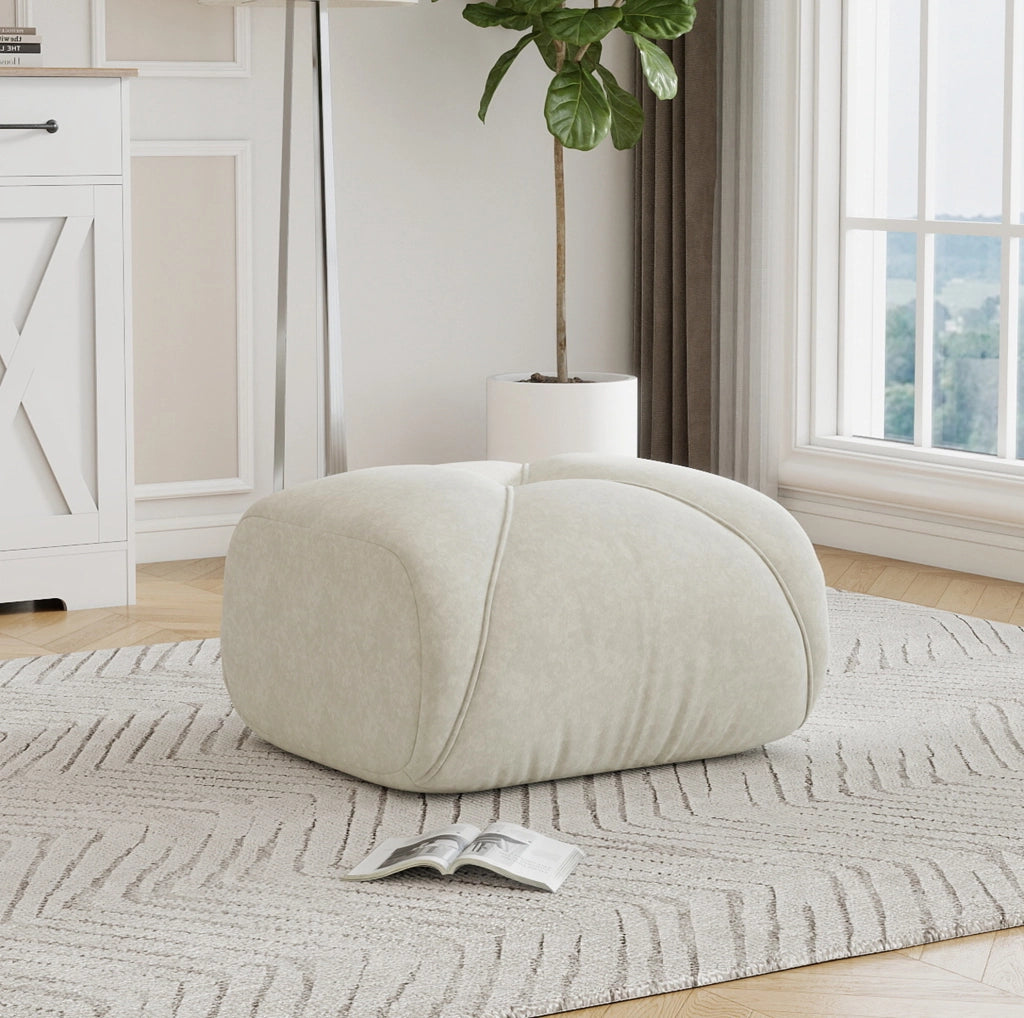 Pouf/Modulo divano modulare in chenille, colore beige chiaro