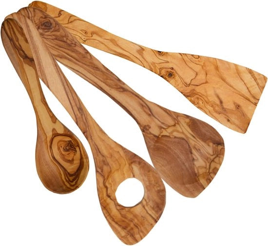 Set di accessori in legno per cucina - Set di accessori cucina - Supporto - Set di accessori cucina con supporto - Set di accessori per cucina in legno - Spatola in legno - Spatola e cucchiaio - Cucchiaio e ciotola - Set di spatole in legno -