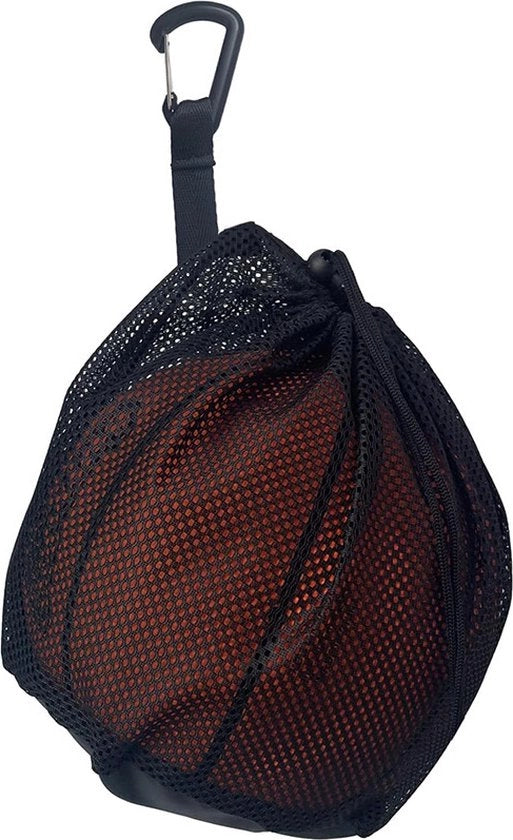 Tasca da Basket per una palla - Tasca per la conservazione della palla - Rete da Basket - Tasche sportive - Tasca a rete con tasca per la chiusura - per il trasporto di pallacanestro, pallavolo, calcio - 16L - nero - Tela a rete