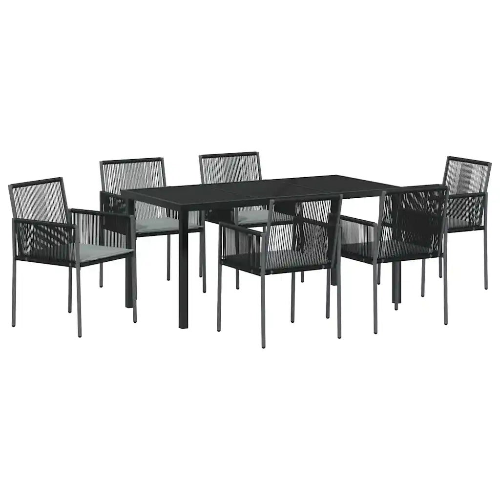 Set da Pranzo per Giardino 7 pcs Nero Rattan in PE 3379111