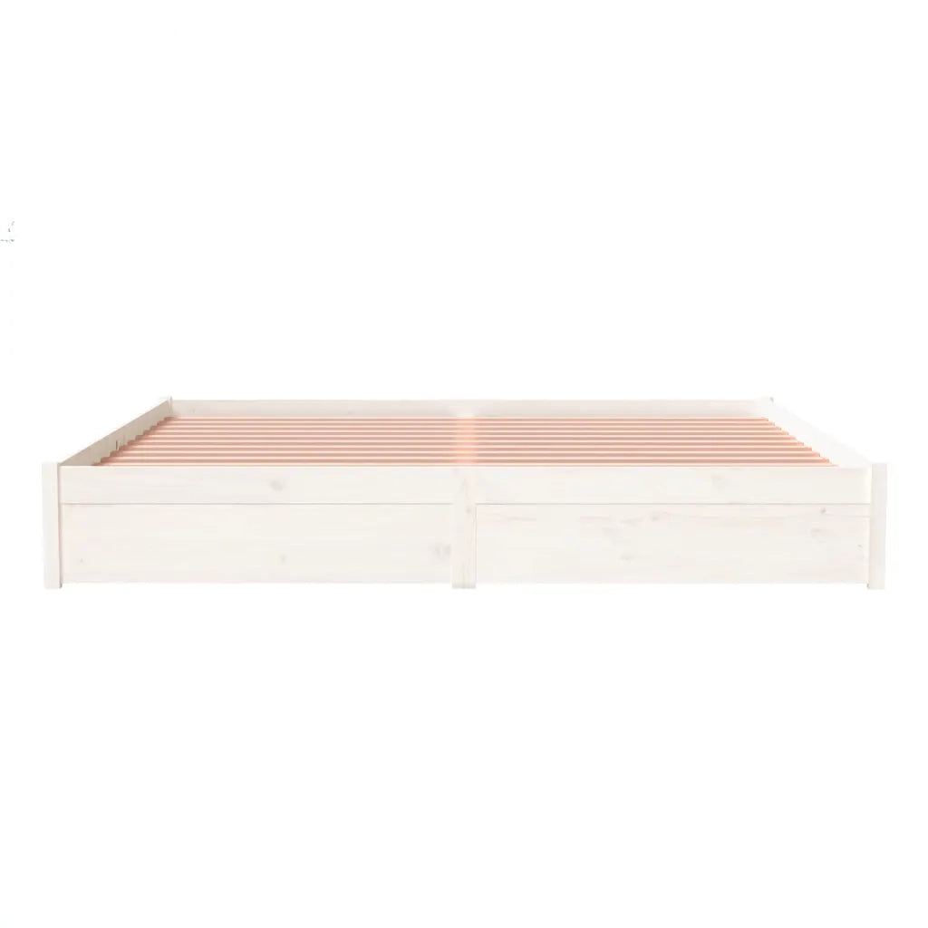 Giroletto-Struttura Letto Bianco in Legno Massello 200x200 cm 124167
