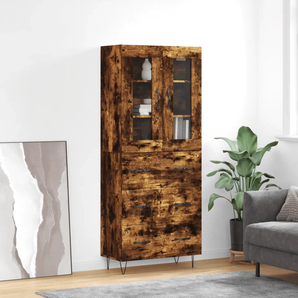 Credenza | Madia | Buffet da pranzo | Armadio da pranzo Rovere Fumo 69,5x34x180 cm in Legno Multistrato