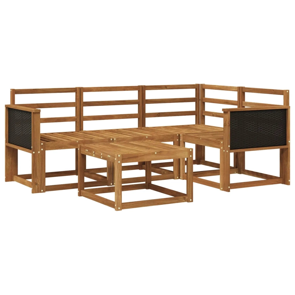 Set di divani da esterno 5 pz Naturale Legno di Acacia Massello 3385180