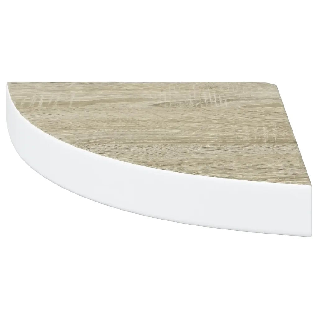 Mensole Angolari 2pz Rovere e Bianco 25x25x3,8 cm in MDF 326631
