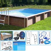 Piscina in pietra ricostruita effetto legno NATURALIS 7,50 x 3,24 x h 1,40 m Tipo filtrazione: Filtrazione a sabbia