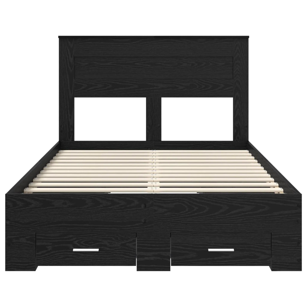 Struttura del letto Rovere Nero 135 x 190 cm Legno multistrato 3409996