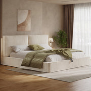Letto matrimoniale contenitore 180x200 cm beige in velluto a coste