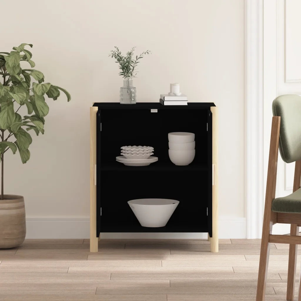 Credenza | Madia | Buffet da pranzo | Armadio da pranzo Nera 62x38x70 cm in Legno Multistrato