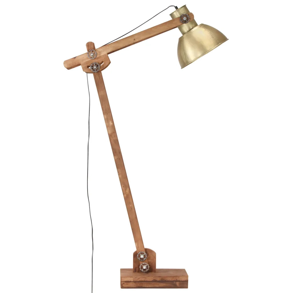 Lampada da Pavimento Ottone in Legno Massello di Mango E27 320580