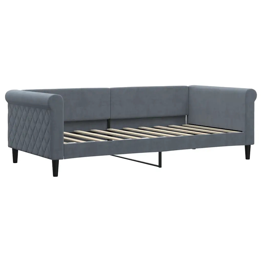 Divano Letto Estraibile Materassi Grigio Scuro 90x190cm Velluto 3197809