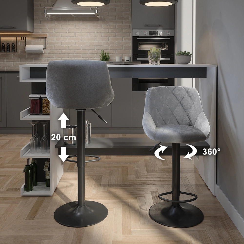 Set di 2 sgabelli da bar Sena Grigio/Nero 47.5 x 84 cm Vicco