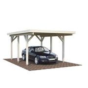 Carport singolo in legno lamellare 11,7 m² con tetto in perline 19 mm per auto da giardino 360x510 cm - Esterni da Vivere