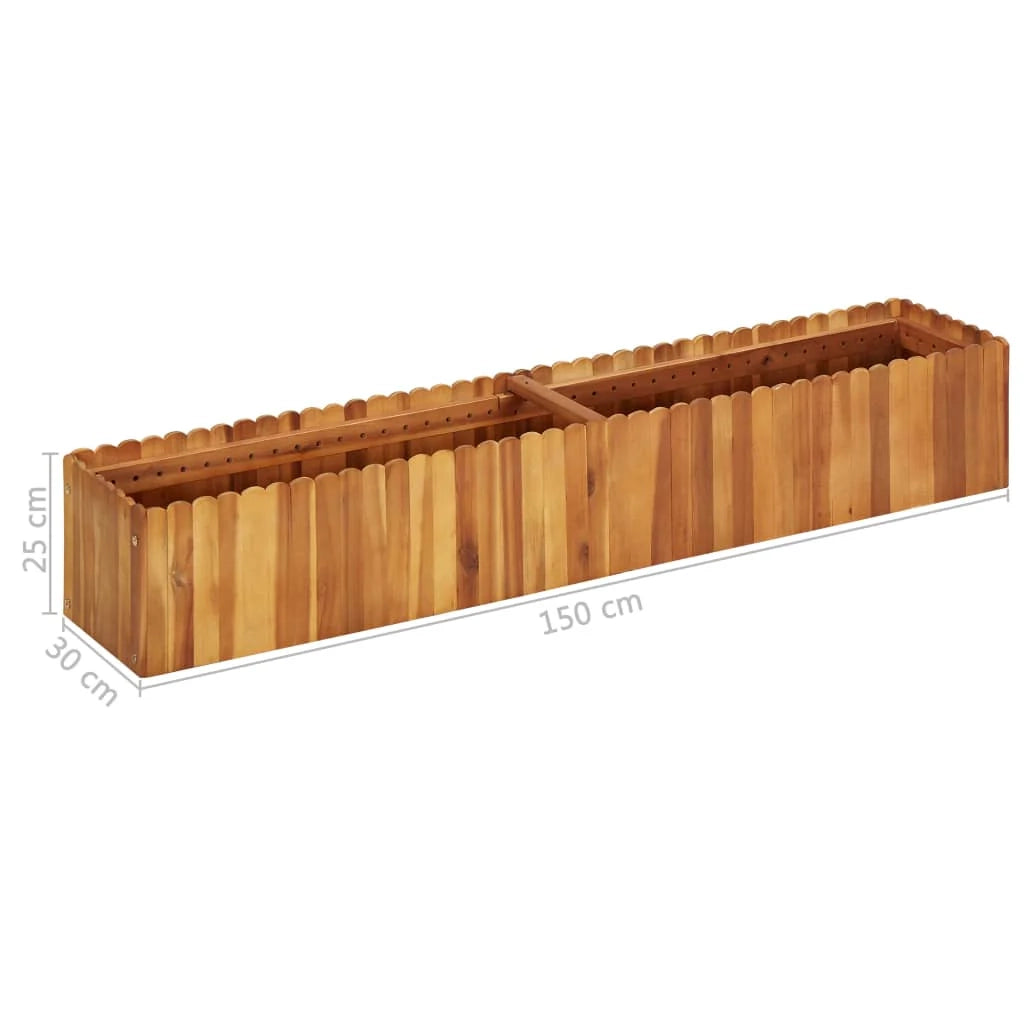 Fioriera rialzata per piante e fiori giardino 150 x 30 x 25 cm legno massello di acacia 02_0000998