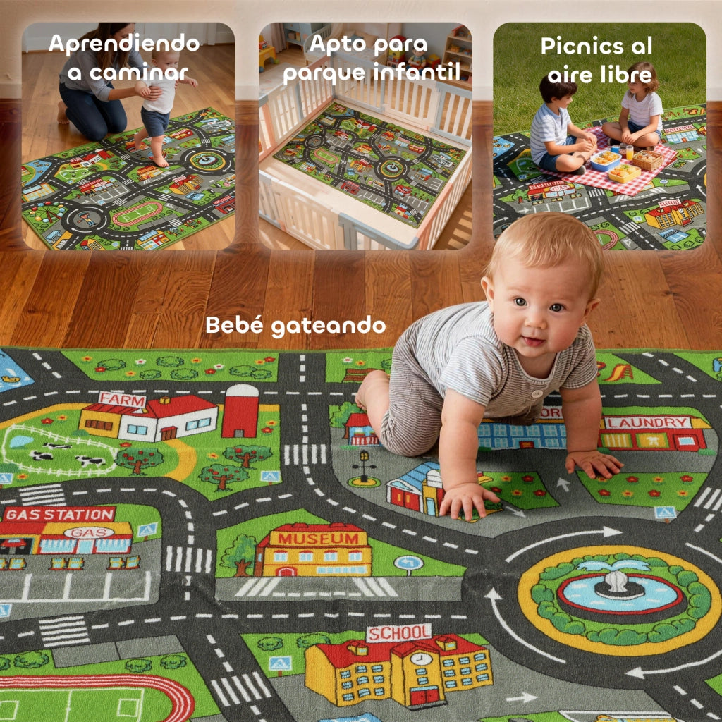 Tappeto Citt¨¤ Strada Gioco Bambini ¨C zephmum ¨C 160x100 cm Antiscivolo