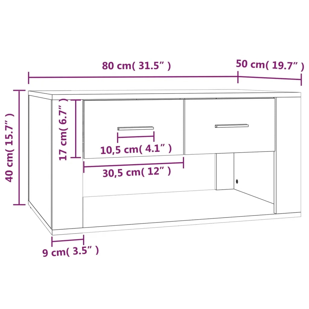 Tavolino da Salotto Rovere Sonoma 80x50x40 cm Legno Multistrato 816531