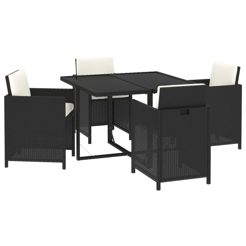 Set da Pranzo da Giardino 5 pz con Cuscini in Polyrattan Nero 3095503