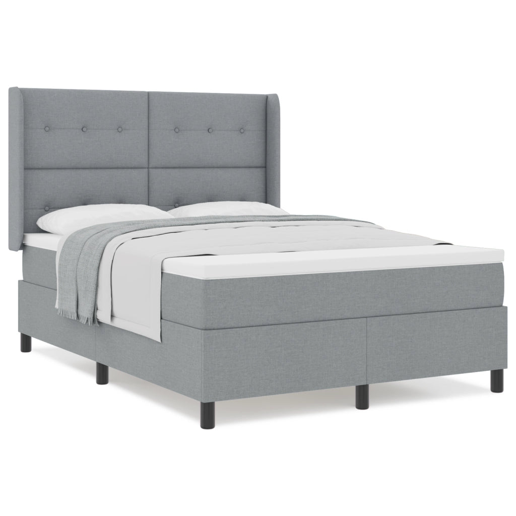 Letto Box Spring con Materasso Grigio Chiaro 140x200 cm Tessuto