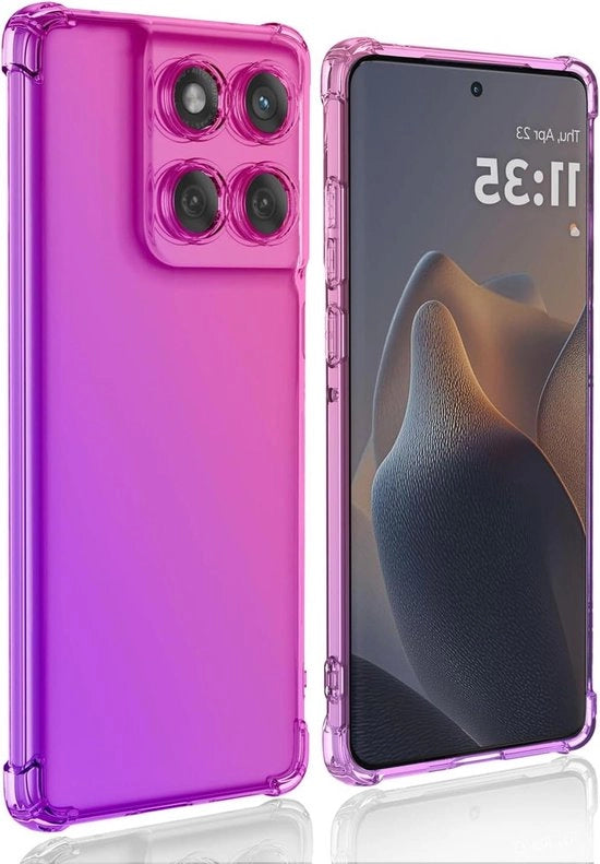 Case di protezione siliconica per Motorola Edge 60 - Colorazione rossa viola - Ultradur e resistente agli urti con gommino di protezione - Contenitore di protezione con proprietà trasparente e anti-impronta digitale.