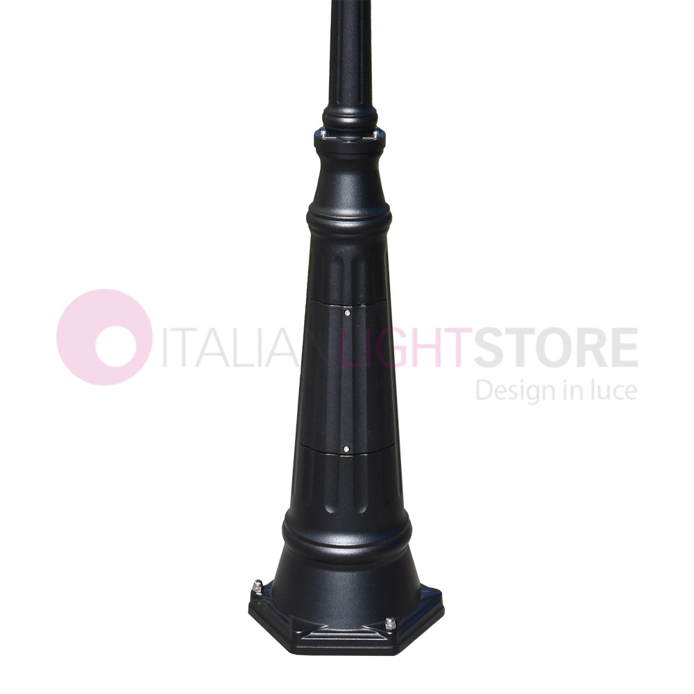ENEA Lampione a 3 luci h.242 in Alluminio per Esterno Viale Giardino NERO