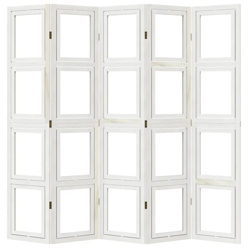 Divisorio Ambienti 5Pannelli Bianco Legno Massello di Paulownia