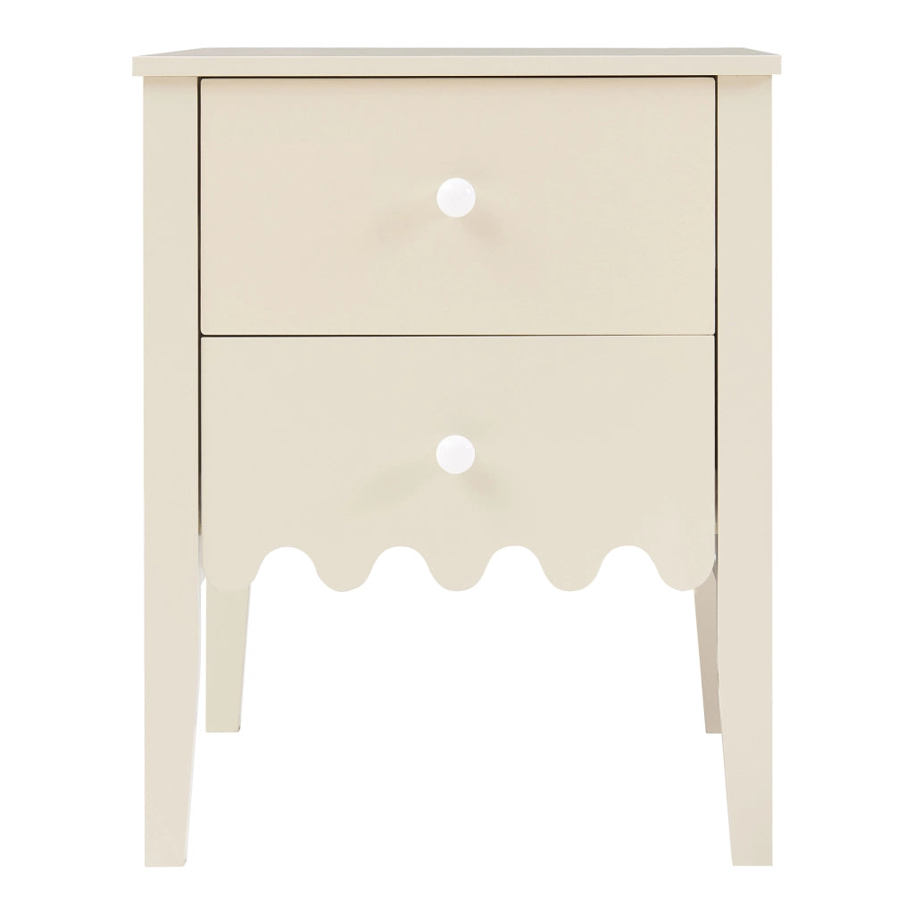 Comodino Luspoo con 2 Cassetti 50 x 40 x 40 cm - Bianco Crema [en.casa]