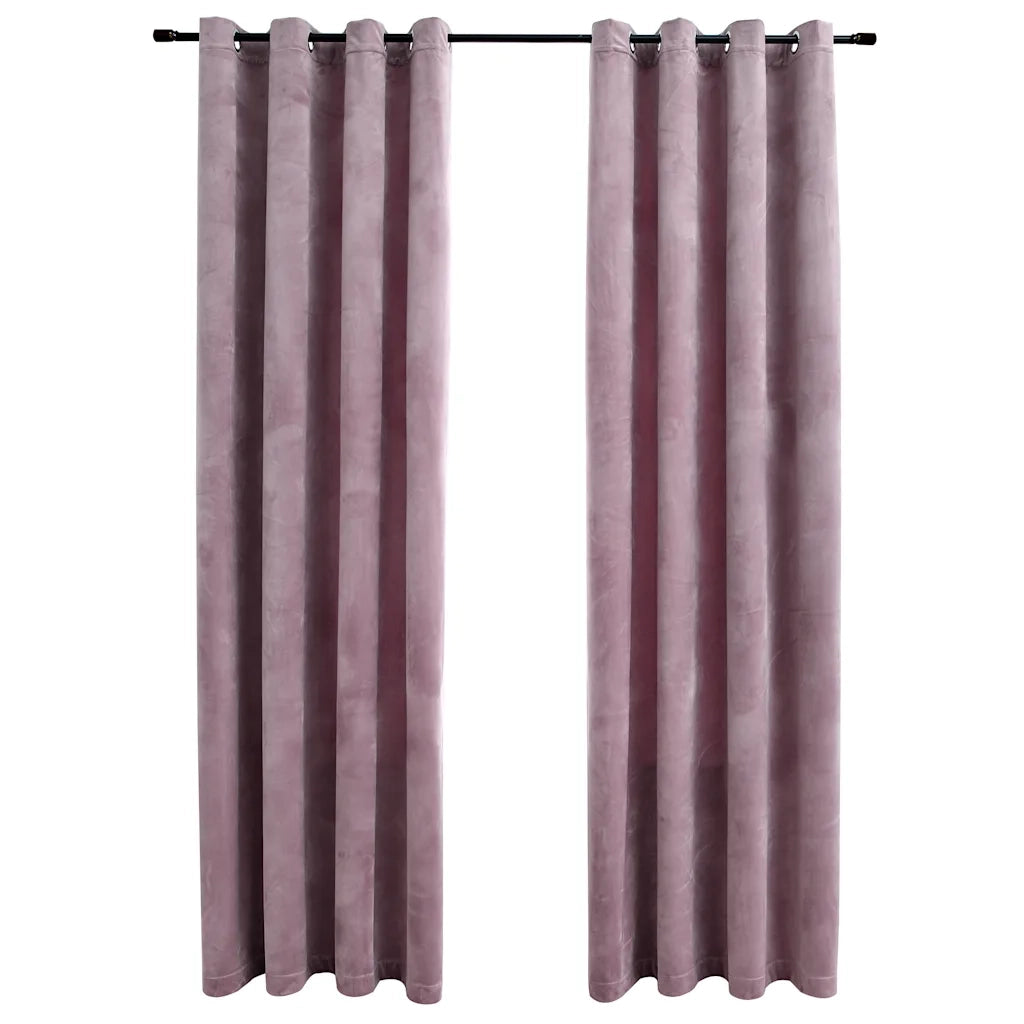 Tende Oscuranti | Tende Blackout con Anelli 2 pz Rosa Antico in Velluto 140x225cm