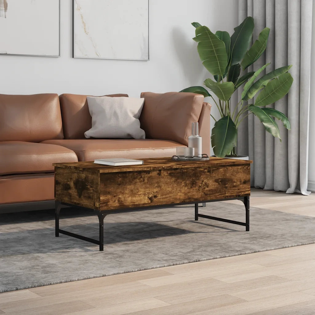 Tavolino salotto | Tavolino da caff¨¨ | Tavolino da Soggiorno Rovere Fumo 100x50x40cm Multistrato e Metallo