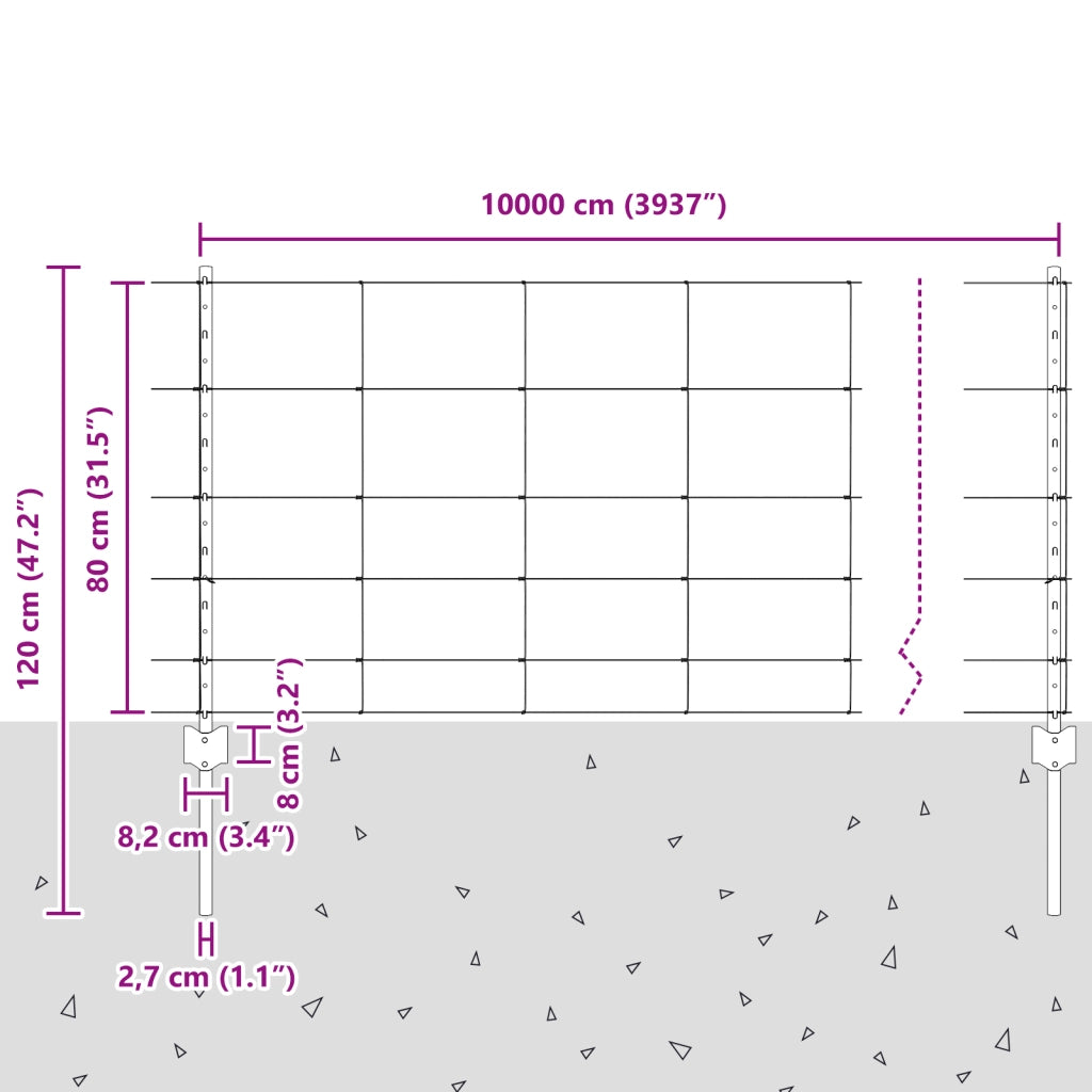 Posti della recinzione  11 pcs U-Channel 80 cm in acciaio zincato