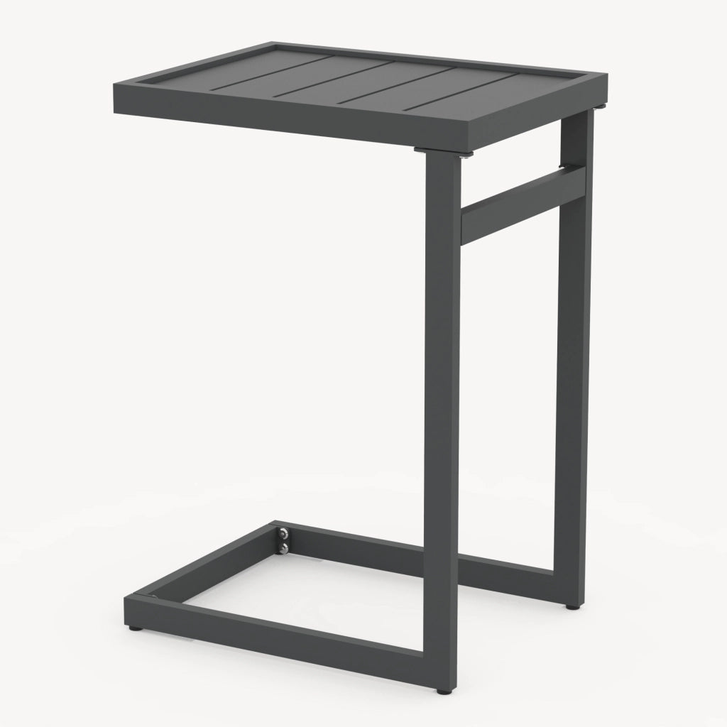 Tavolino da Giardino Gaby a Forma di C in Acciaio 58 x 40 x 30 cm - Grigio Antracite casa.pro