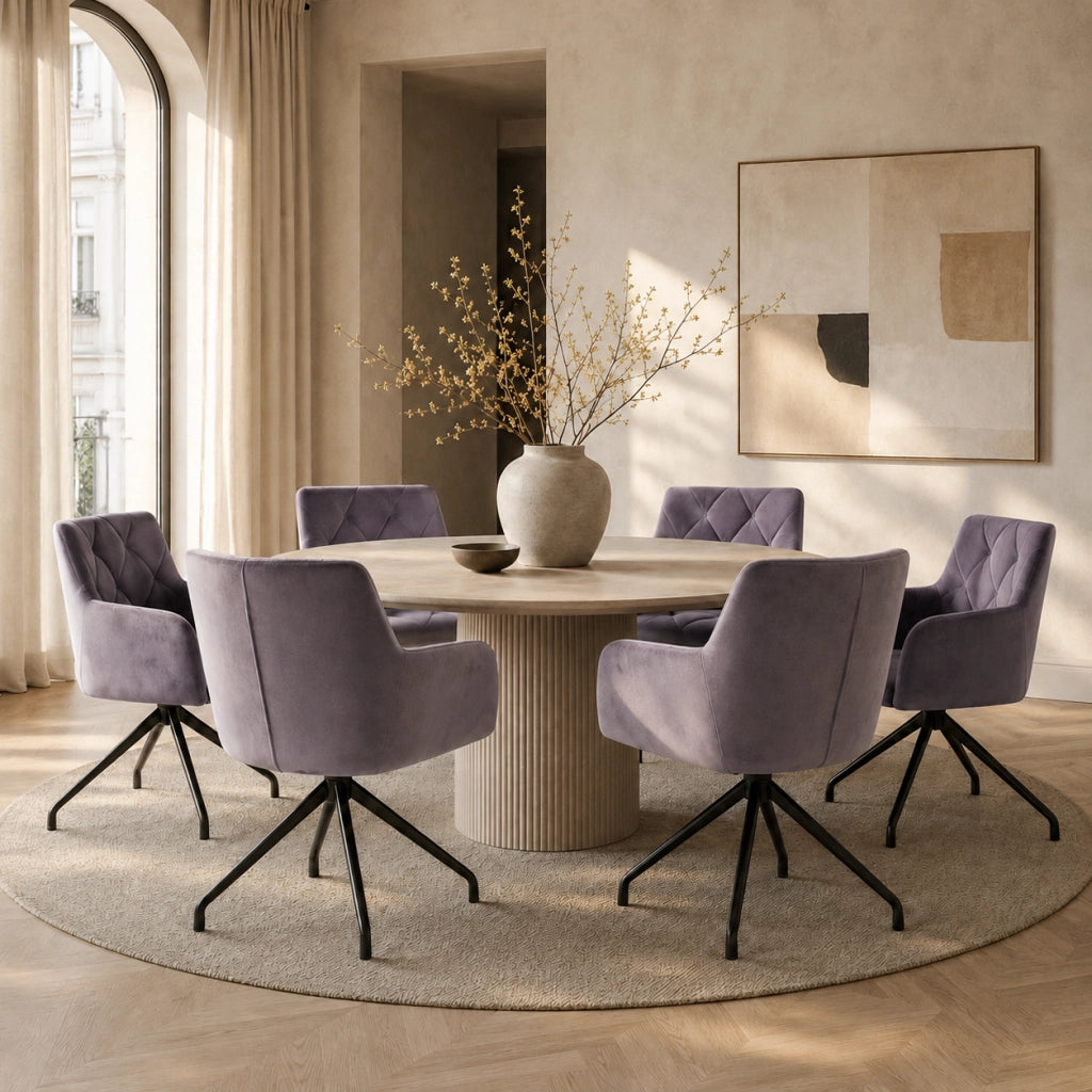 Sedie da pranzo set da 6 imbottite con braccioli e schienale ergonomico gambe in metallo velluto grigio scuro