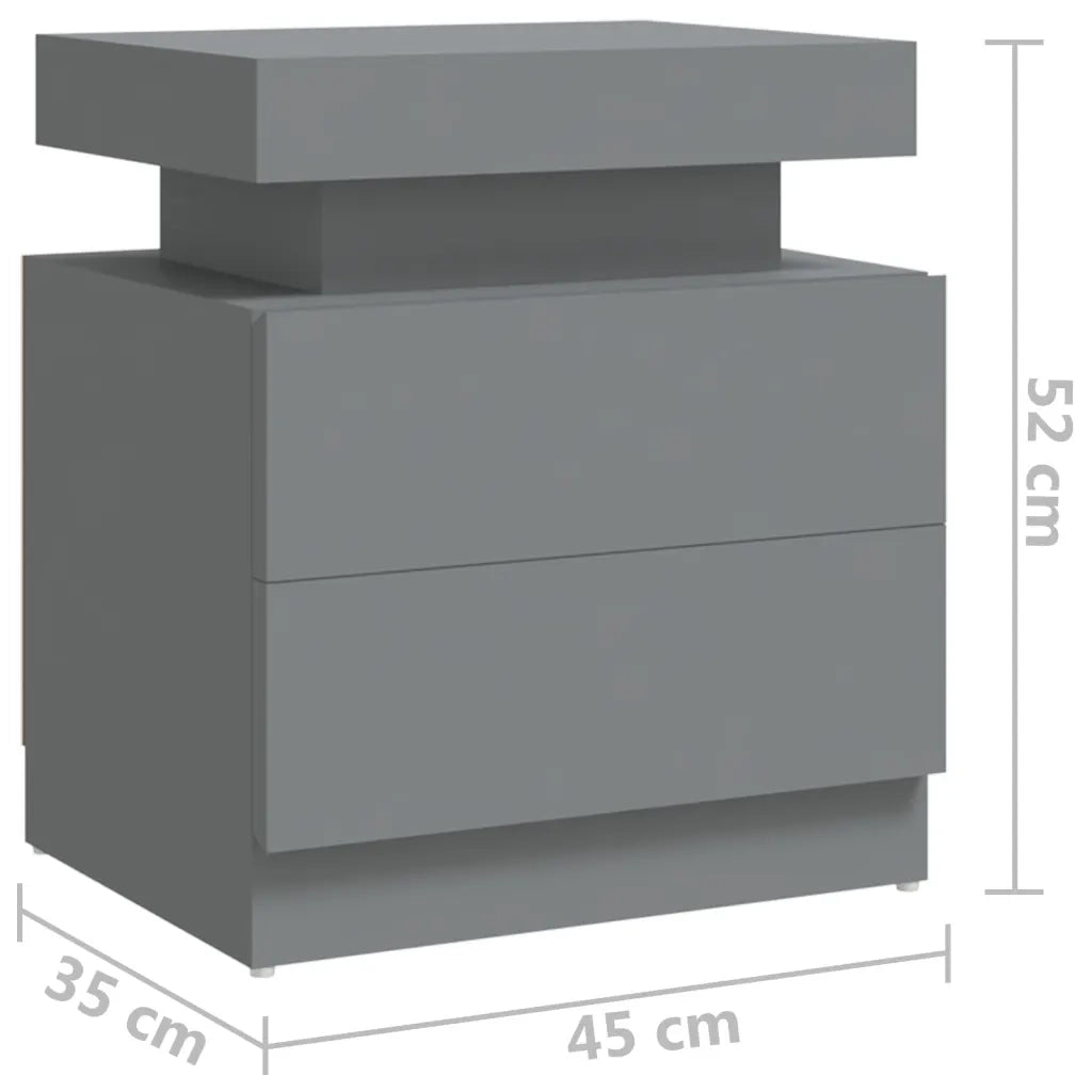 Comodino-Tavolino da notte Grigio 45x35x52 cm in Legno Multistrato