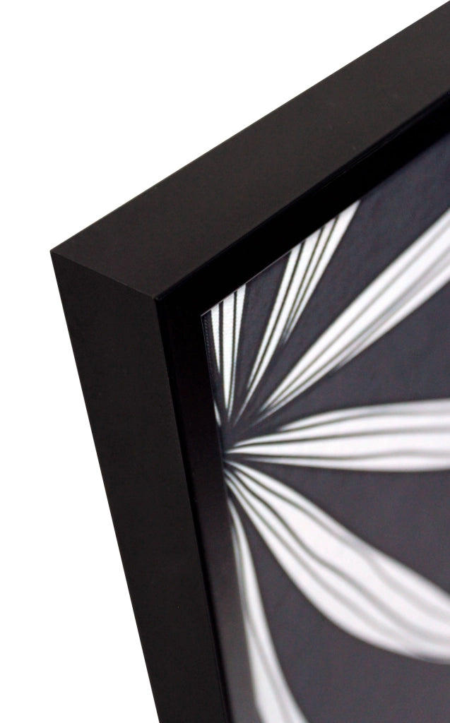 Quadro Hispanohogar in poliestere foglie nero bianco e dorato 92x62