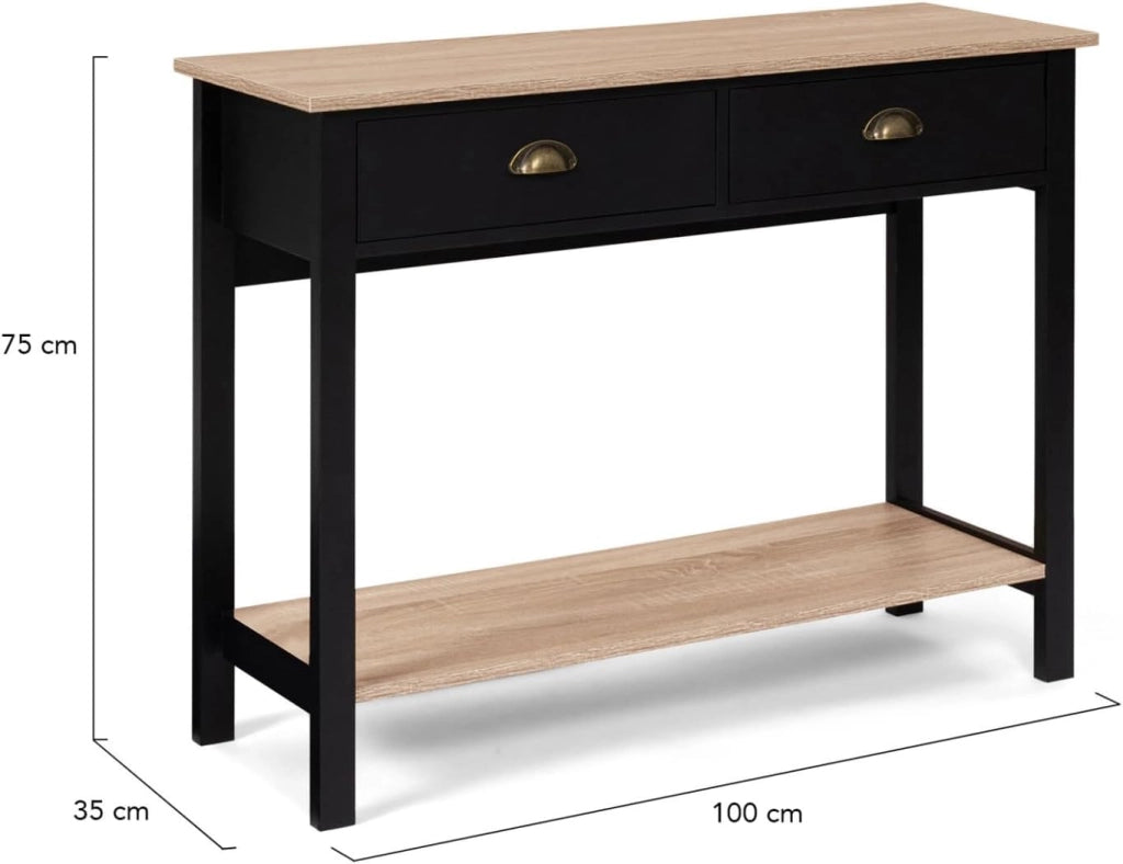 Console a 2 cassetti campagna ISIS 1 ripiano legno e nero