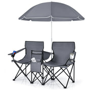 Sedia da campeggio pieghevole 161 x 55 x 85 cm con ombrellone rimovibile portata 113 kg PVC grigio moderno 20_0020603