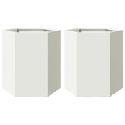 Fioriere da Giardino 2 pz-Vaso da giardino Esagono Bianco 46x40x45 cm Acciaio