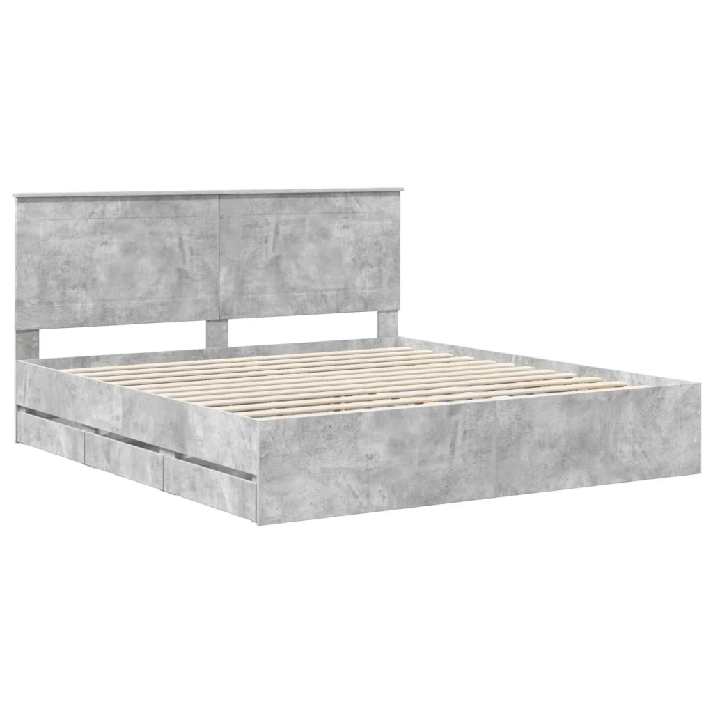 Struttura del letto con cassetto Grigio cemento 180 x 200 cm