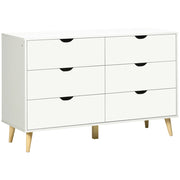 Cassettiera con 6 cassetti ¨C zephmum ¨C bianco e legno, pino, 120x40x76 cm