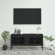 Mobile TV-Credenza per TV Nero 105x35x50 cm in Acciaio