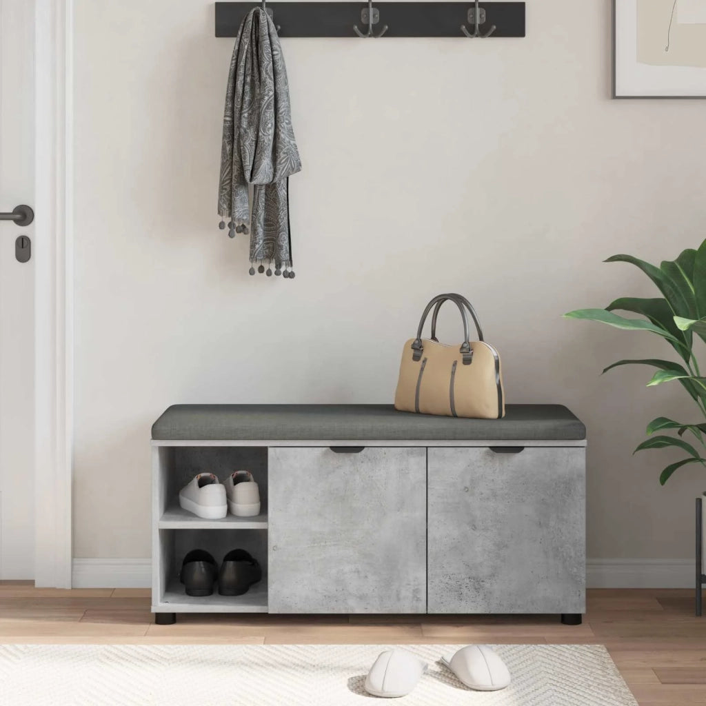 Panca per ingresso con cuscino Grigio Cemento 100 x 38 x 46 cm 891515