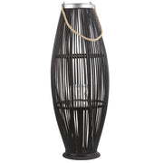 Lanterna in bambù naturale intrecciato nero 84 cm decorativo stile moderno