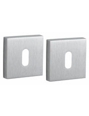 Coppia di rosette quadrate 50 x 50 mm con foro chiave, cromo satinato – THIRARD