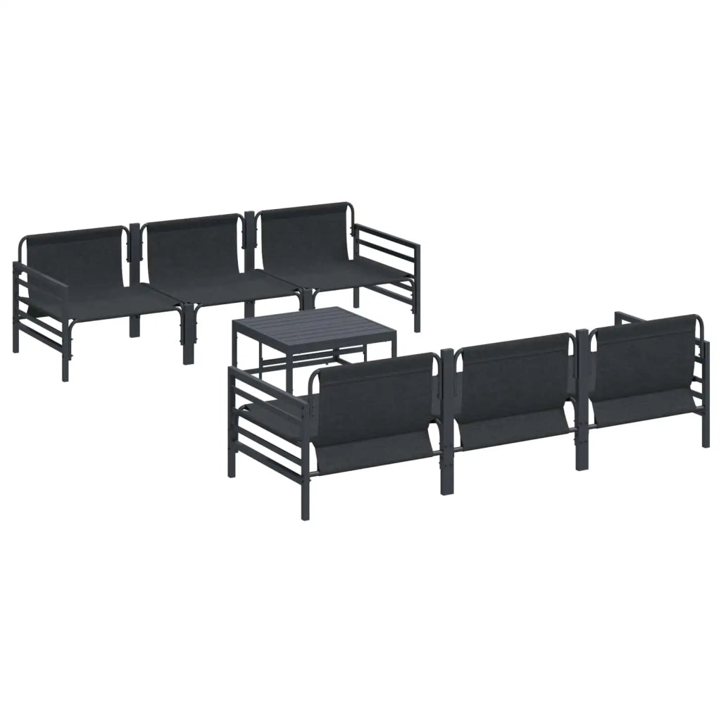 Set Divano da Giardino con cuscino 7 pcs Nero Acciaio