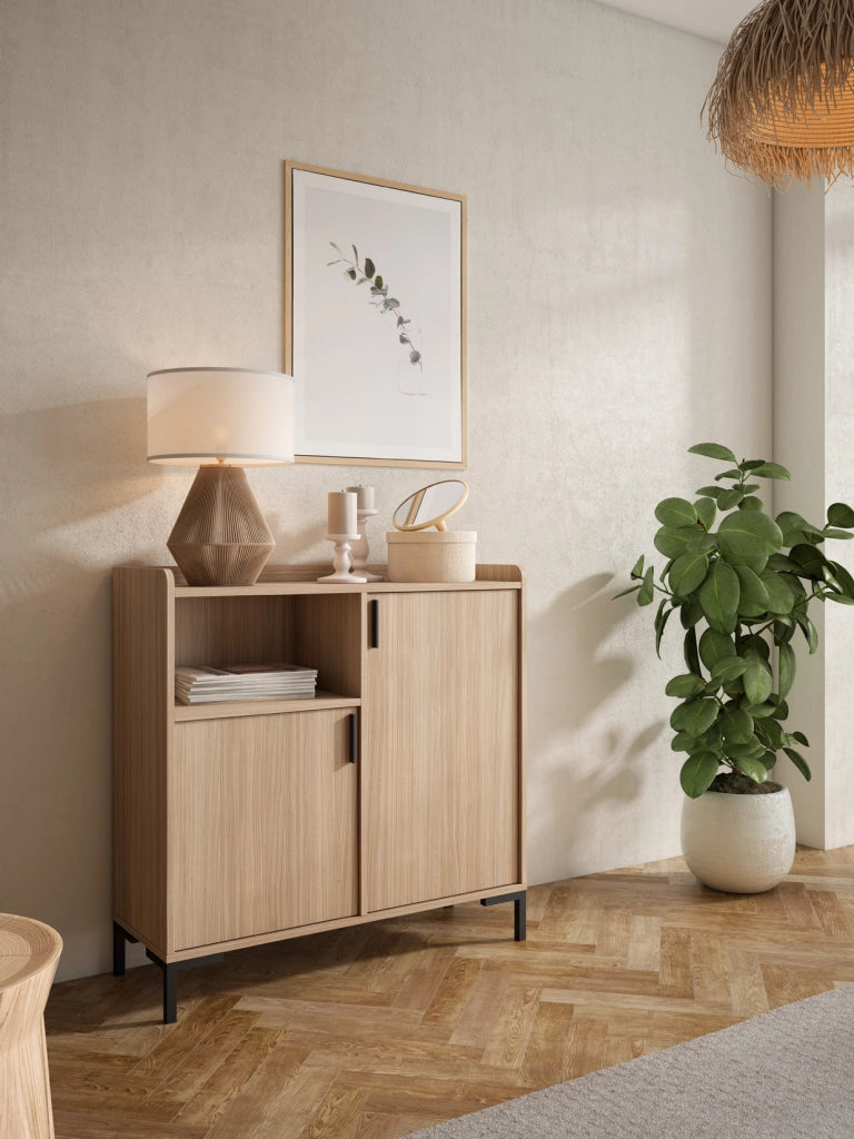 Credenza da ingresso Herdasa effetto noce chiaro 88x90x33