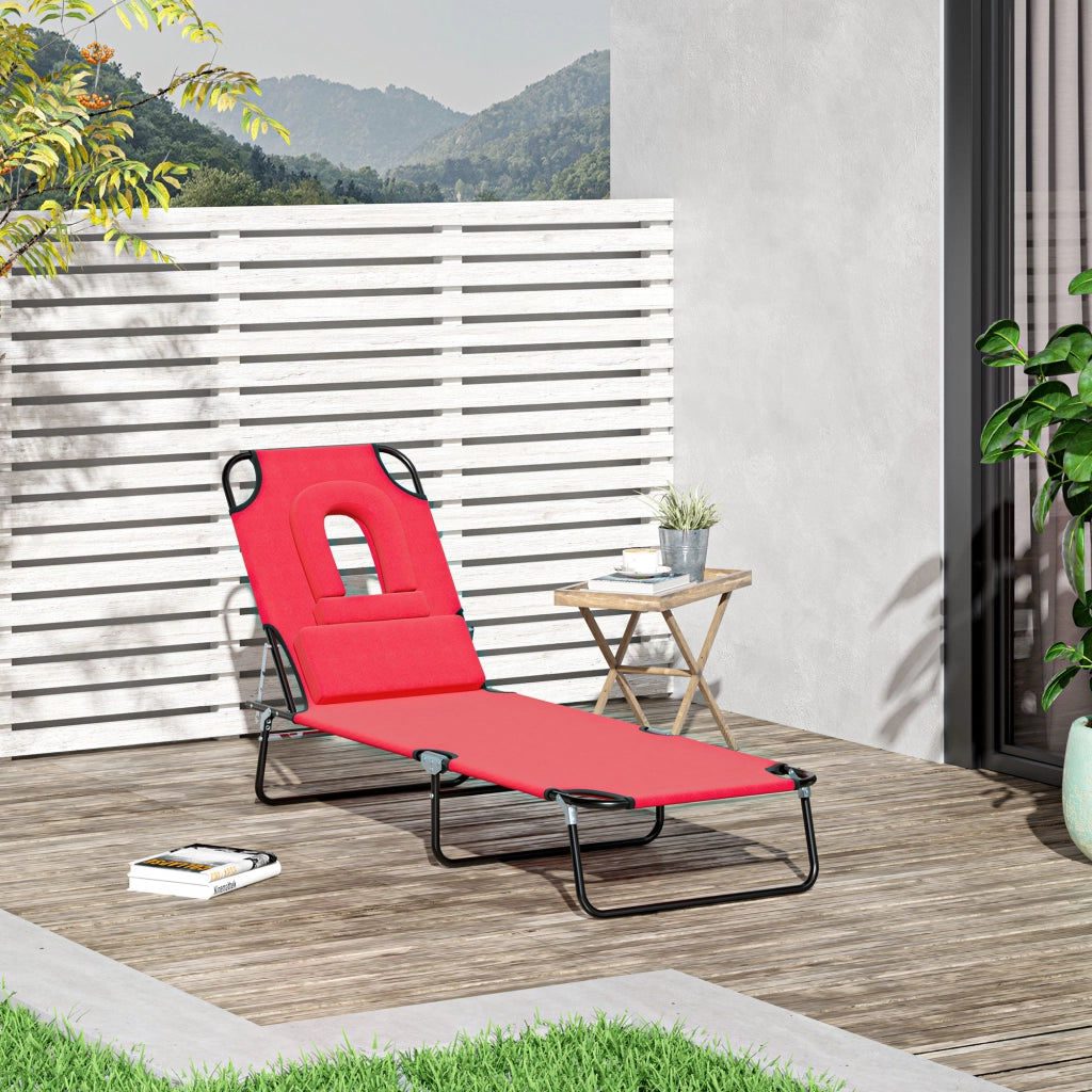 Chaise Longue Pieghevole con Cuscini ¨C Zephmum ¨C Rosso