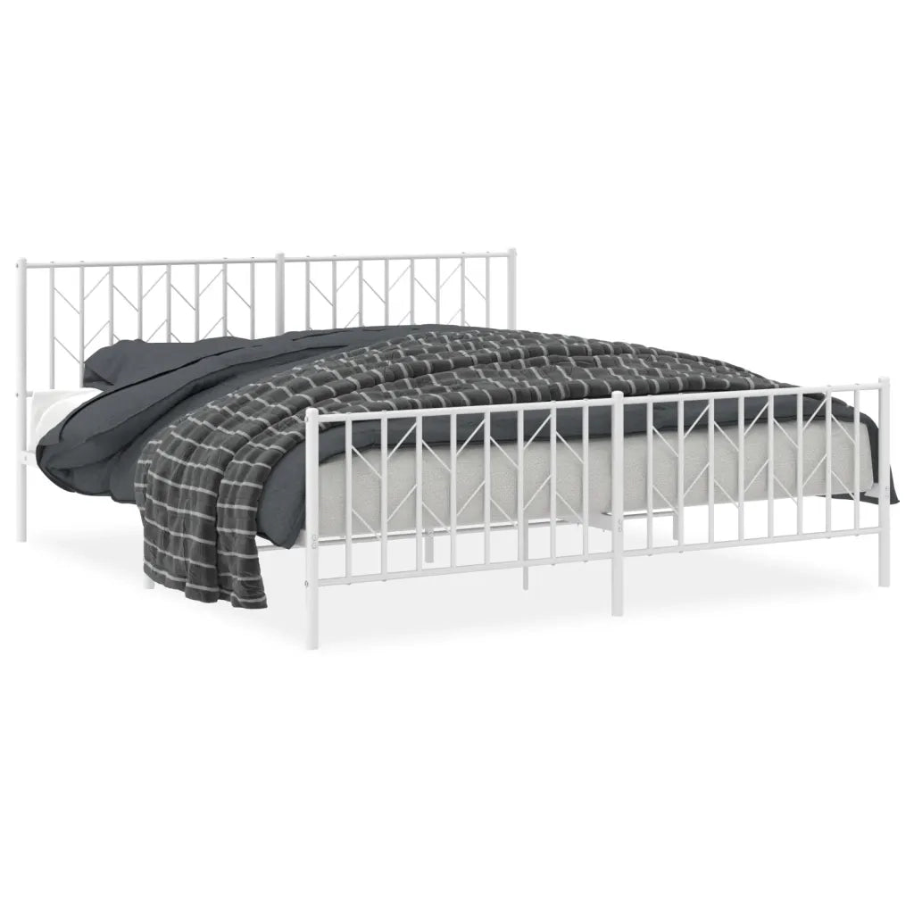 Giroletto con Testiera e Pediera-Struttura Letto Metallo Bianco 183x213 cm 969227