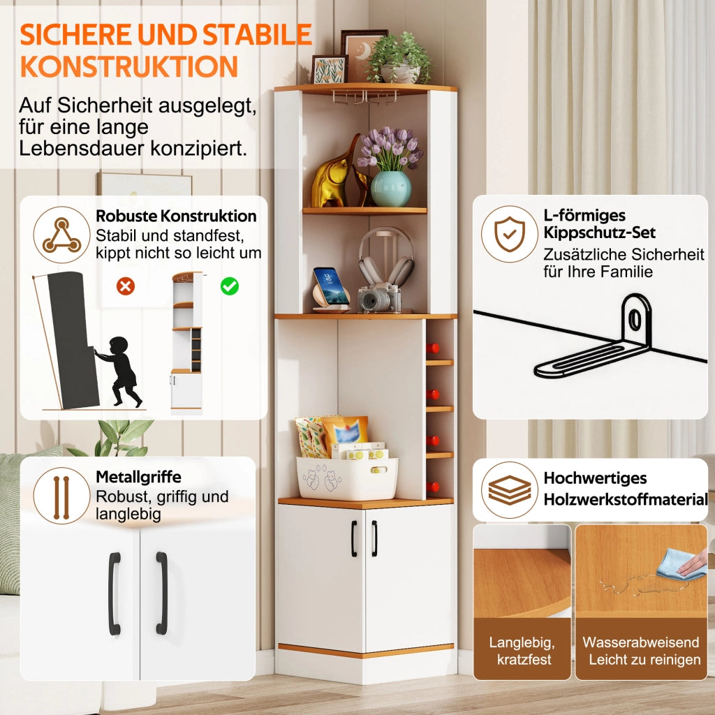 MOBILE ANGOLO PORTA VINO 40 x 40 x 182 cm MDF Bianco