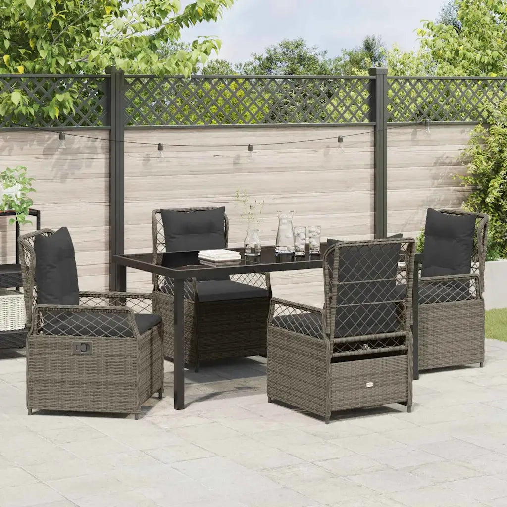 Set da Pranzo per Giardino 5 pcs Grigio polyrattan 3380998