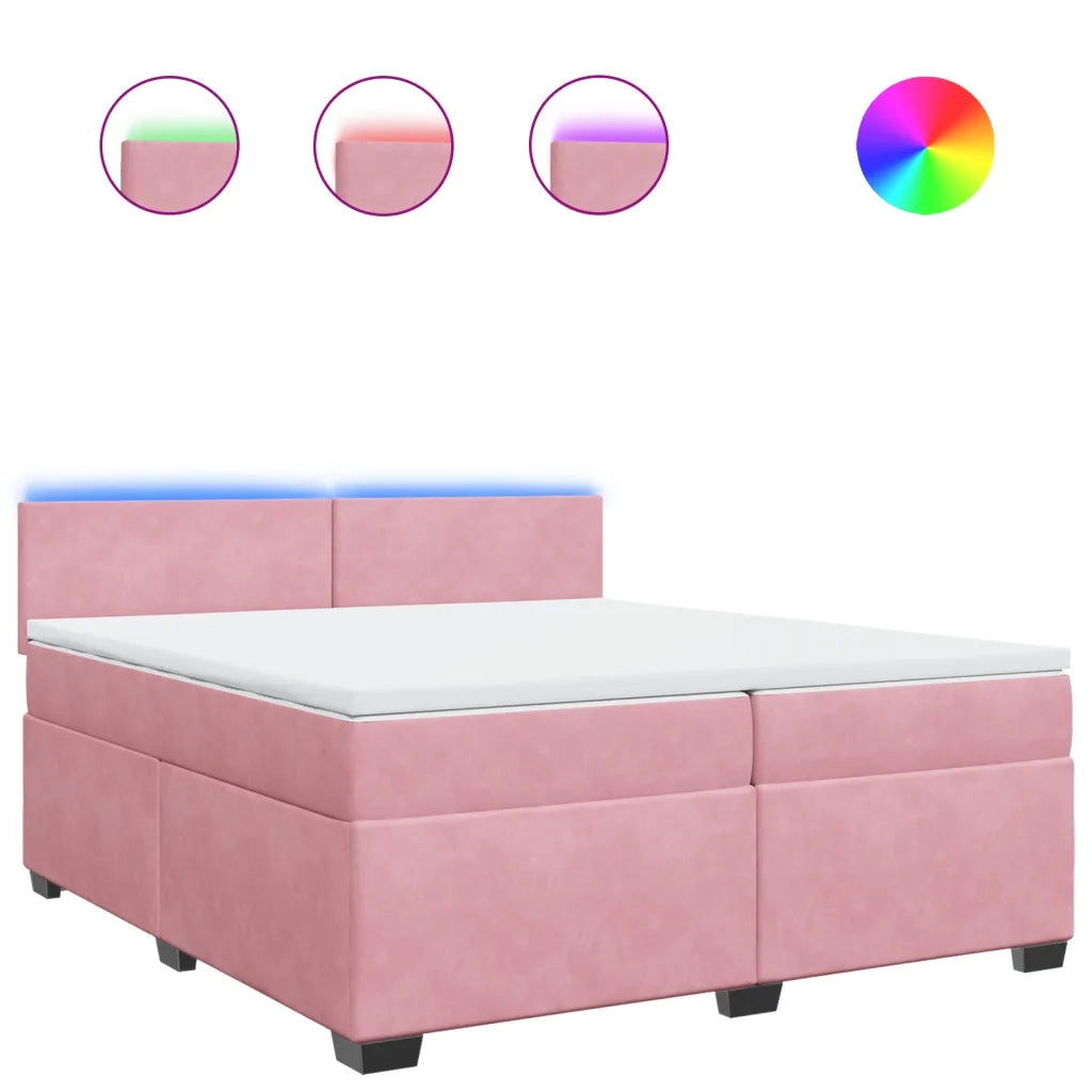 Giroletto a Molle con Materasso Rosa 200x200 cm in Velluto 3288701