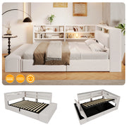 Letto contenitore 140x200 in velluto con sollevamento idraulico; luce RGB e prese USB