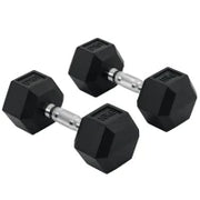 Set 2 Manubri Esagonali da 10kg in Metallo e Gomma per Workout in Palestra, Casa e Ufficio, Nero
